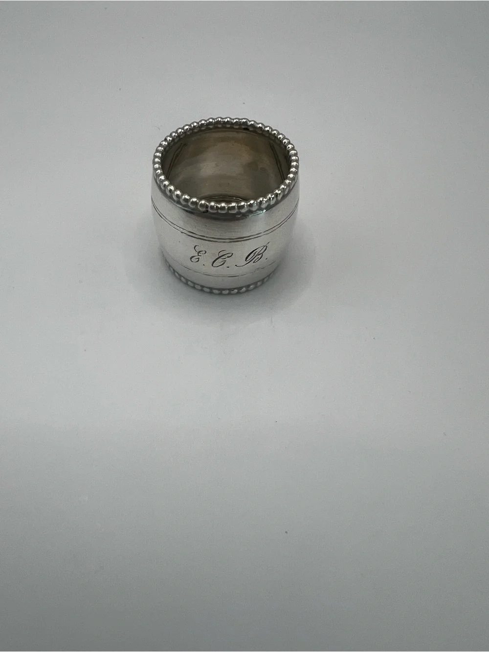 Vintage Dutch .833 Silver Napkin Ring Engraved – Beaded Hallmarked